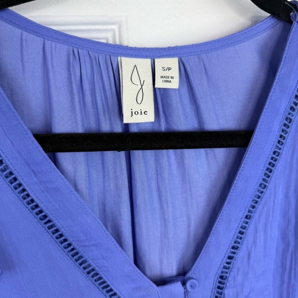Joie Blue Silky Button-Front Blouse - Picture 2 of 5